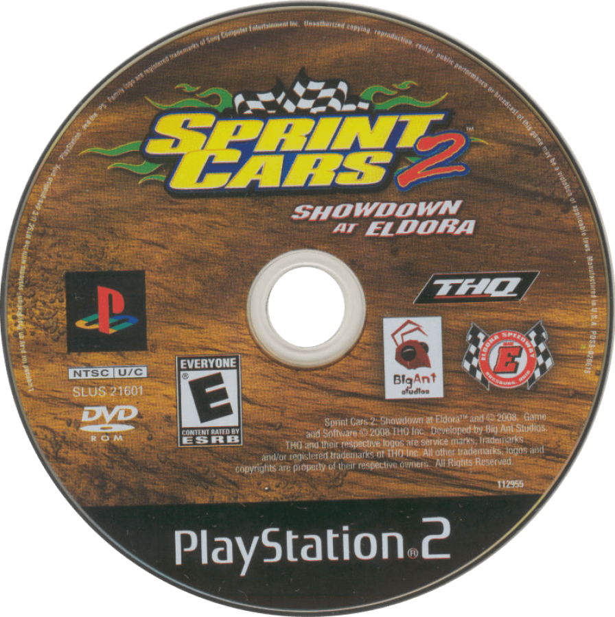 Sprint Cars 2 Showdown at Eldora for the PlayStation 2 featuring dirt track racing gameplay high speed sprint car competition realistic handling and competitive racing action at Eldora Speedway disc