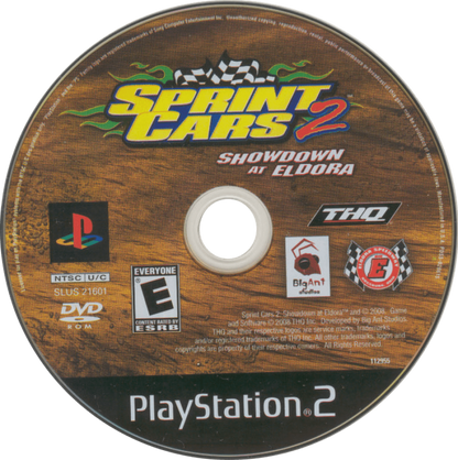 Sprint Cars 2 Showdown at Eldora for the PlayStation 2 featuring dirt track racing gameplay high speed sprint car competition realistic handling and competitive racing action at Eldora Speedway disc