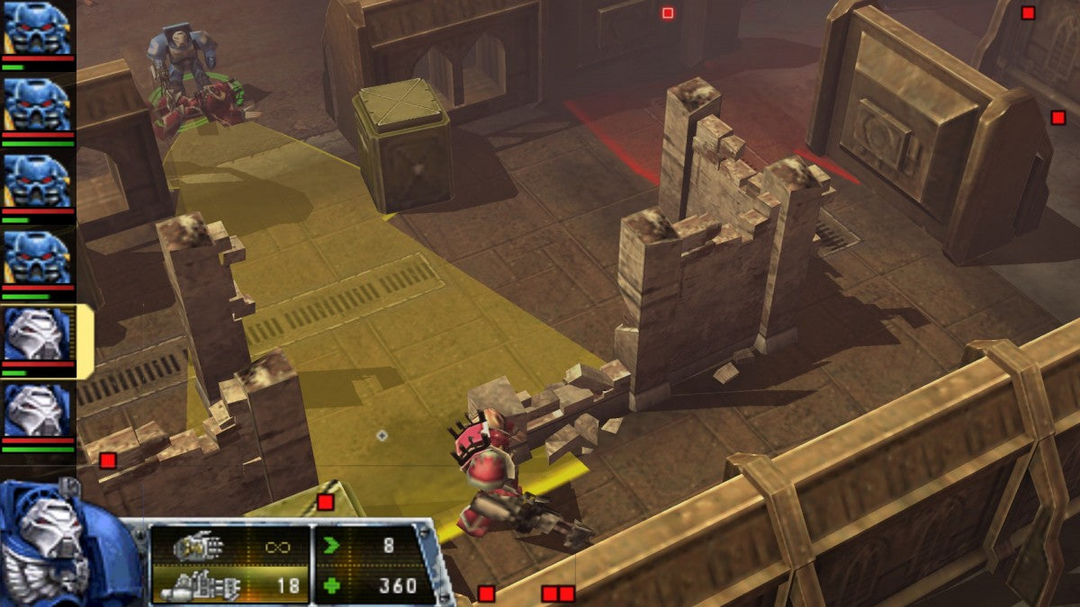 Warhammer 40000 Squad Command PSP inspired design featuring tactical strategy warfare aesthetic elite Space Marine squads turn based battlefield combat futuristic military action grimdark sci fi setting strategic mission planning and immersive Warhammer gameplay presentation gameplay