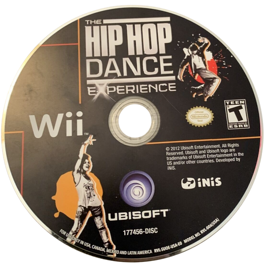 The Hip Hop Dance Experience Nintendo Wii video game, rhythm dance gameplay, motion-controlled performance, music and party game title disc