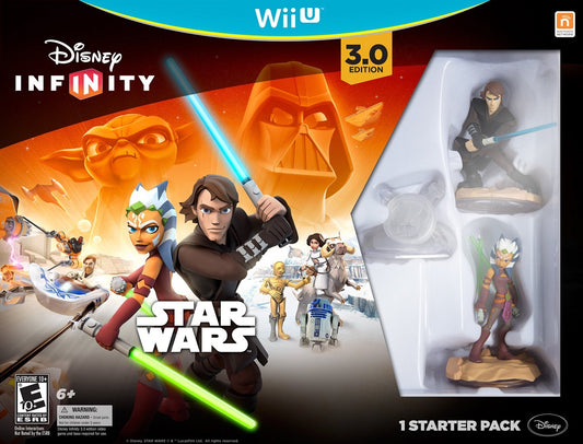 Disney Infinity 3.0 Starter Pack starter pack for the Nintendo Wii U featuring toys to life gameplay with interactive figures a portal base and adventure playsets including Star Wars Marvel and Disney characters with creative Toy Box mode and cooperative play starter pack box