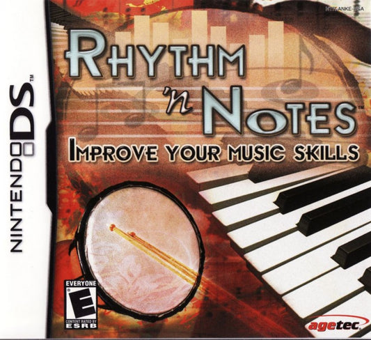 Rhythm ’n Notes Nintendo DS music training game focused on rhythm practice and ear-training exercises for learning notes and timing front cover