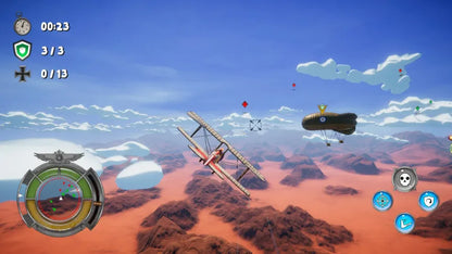 Red Wings Aces of the Sky Baron Edition PAL Import Nintendo Switch inspired design featuring World War I aerial combat action aesthetic vintage fighter aircraft dogfights arcade flight gameplay dramatic wartime missions historical aviation adventure and cinematic sky battles presentation gameplay 