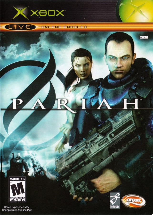Pariah retro Xbox video game Pariah sci fi first person shooter futuristic combat story driven FPS multiplayer action shooter console title Xbox release cover art