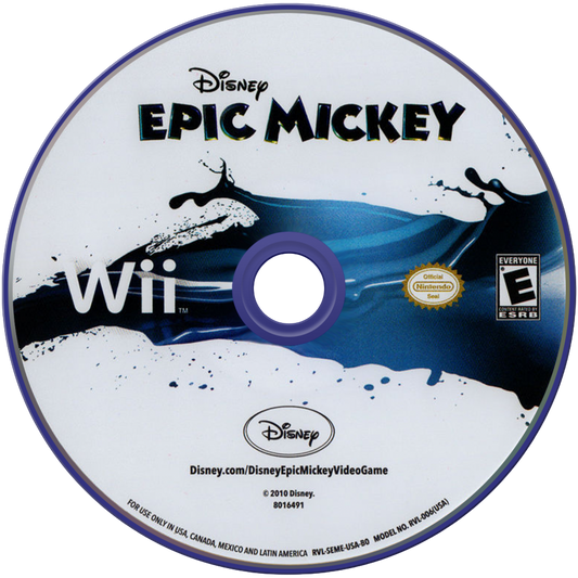 Disney Epic Mickey disc for Nintendo Wii (Wii) video game