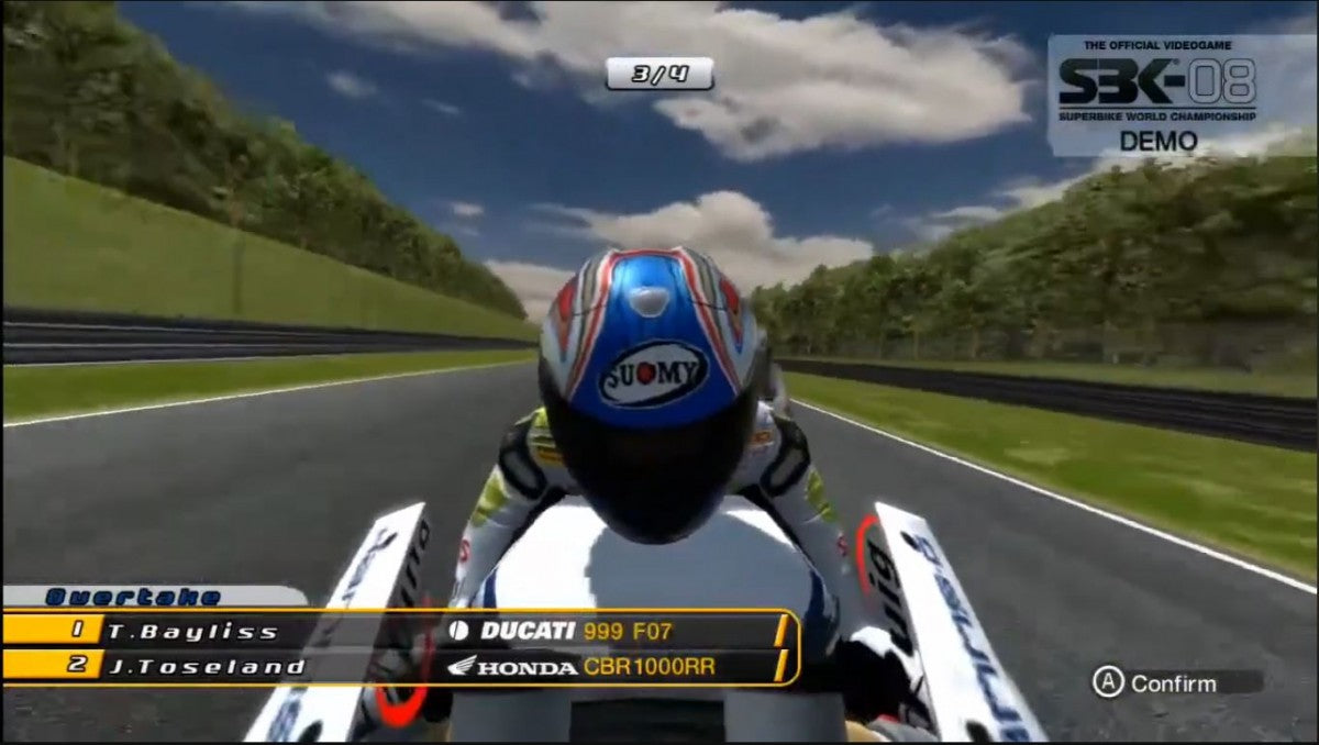 SBK: Superbike World Championship for Xbox 360 (X360) at Gamers INC, featuring authentic motorcycle racing action with licensed superbikes and tracks, realistic handling tuned for simulation-style play, and competitive season and quick-race modes that let you chase the podium in high-speed two‑wheel battles gameplay screenshot