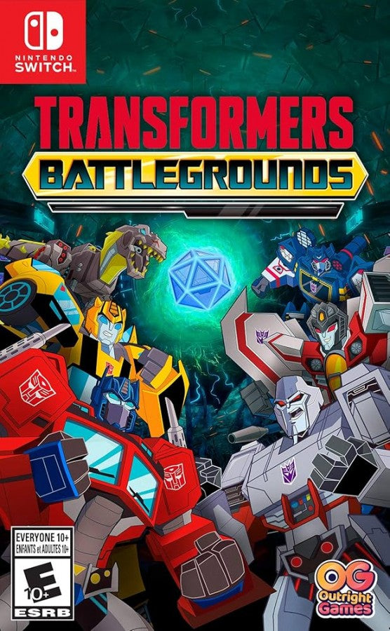 Transformers Battlegrounds Nintendo Switch for retro video game enthusiasts featuring tactical strategy gameplay turn based combat missions iconic Autobot and Decepticon characters team based battles animated inspired adventure and collectible gaming appeal front cover