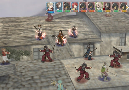 Suikoden Tactics PS2 Sony PlayStation 2 tactical RPG strategy game turn based combat grid based battles Suikoden series Konami story driven gameplay character recruitment fantasy strategy PlayStation 2 software video game title gameplay