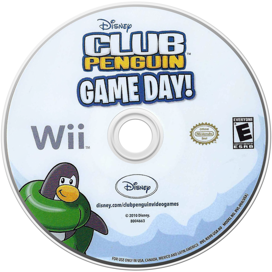 Club Penguin: Game Day disc front cover art for Nintendo Wii (Wii) video game 