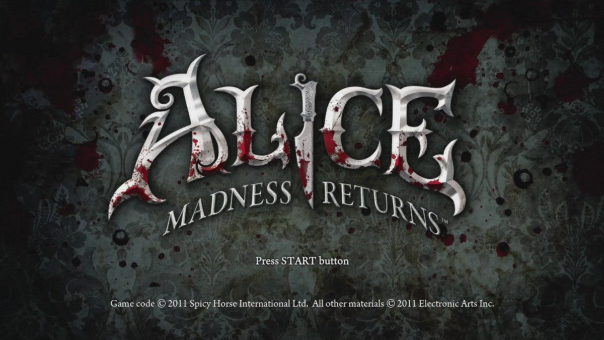 Alice: Madness Returns start screen for Xbox 360 (X360) action-adventure video game