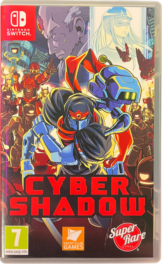 Cyber Shadow Nintendo Switch inspired design featuring retro inspired ninja action platformer aesthetic cyberpunk world fast paced sword combat pixel art visuals futuristic enemies challenging side scrolling gameplay modern indie adventure presentation cover art 
