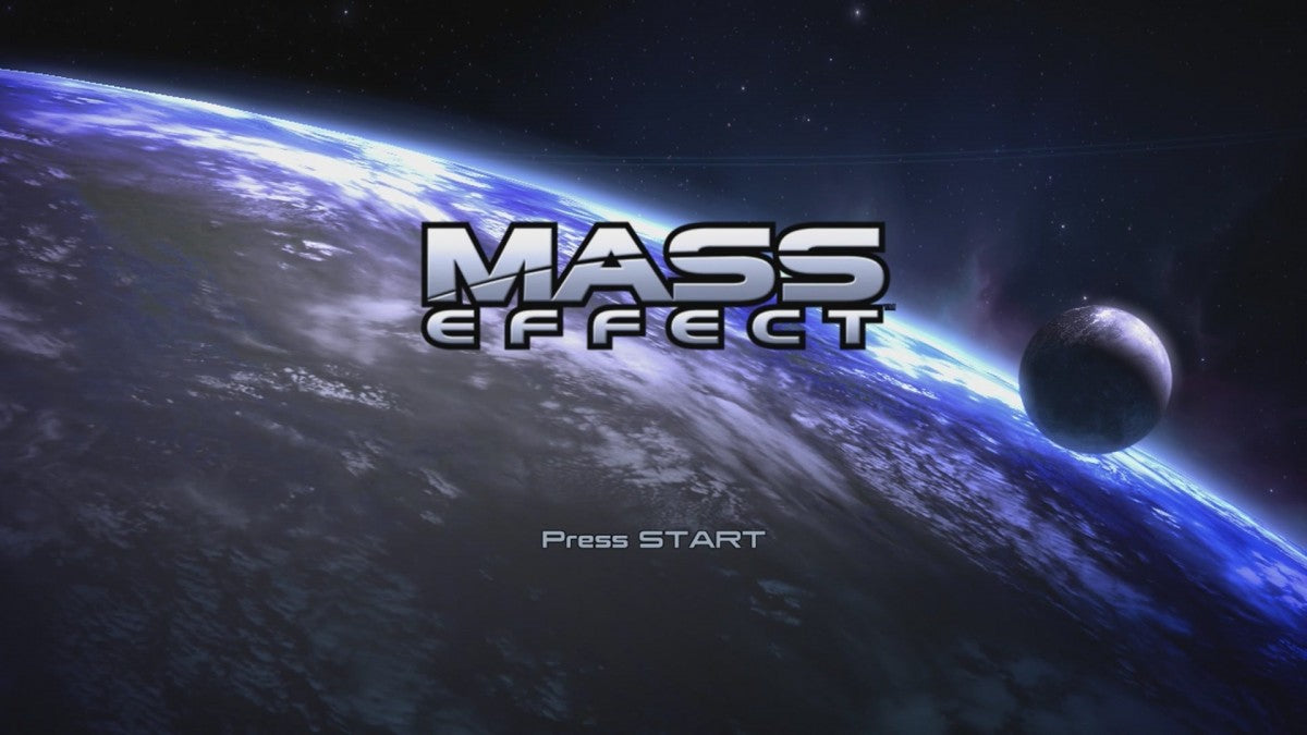Mass Effect start screen for Xbox 360 (X360) sci-fi action role-playing video game