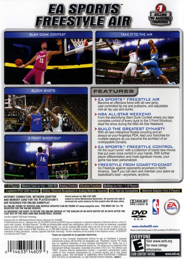 NBA Live 2005 – PlayStation 2 (PS2) basketball sports video game back of case