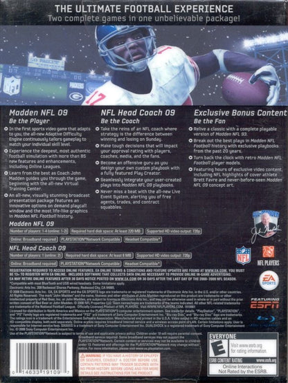 Madden NFL 09 [20th Anniversary Edition] back cover art for PlayStation 3 (PS3) video game