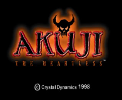 Akuji the Heartless PlayStation 1 PS1 for action adventure retro video game fans featuring voodoo mythology dark fantasy exploration hack and slash combat supernatural enemies atmospheric environments cinematic gameplay collectible gaming appeal title screen