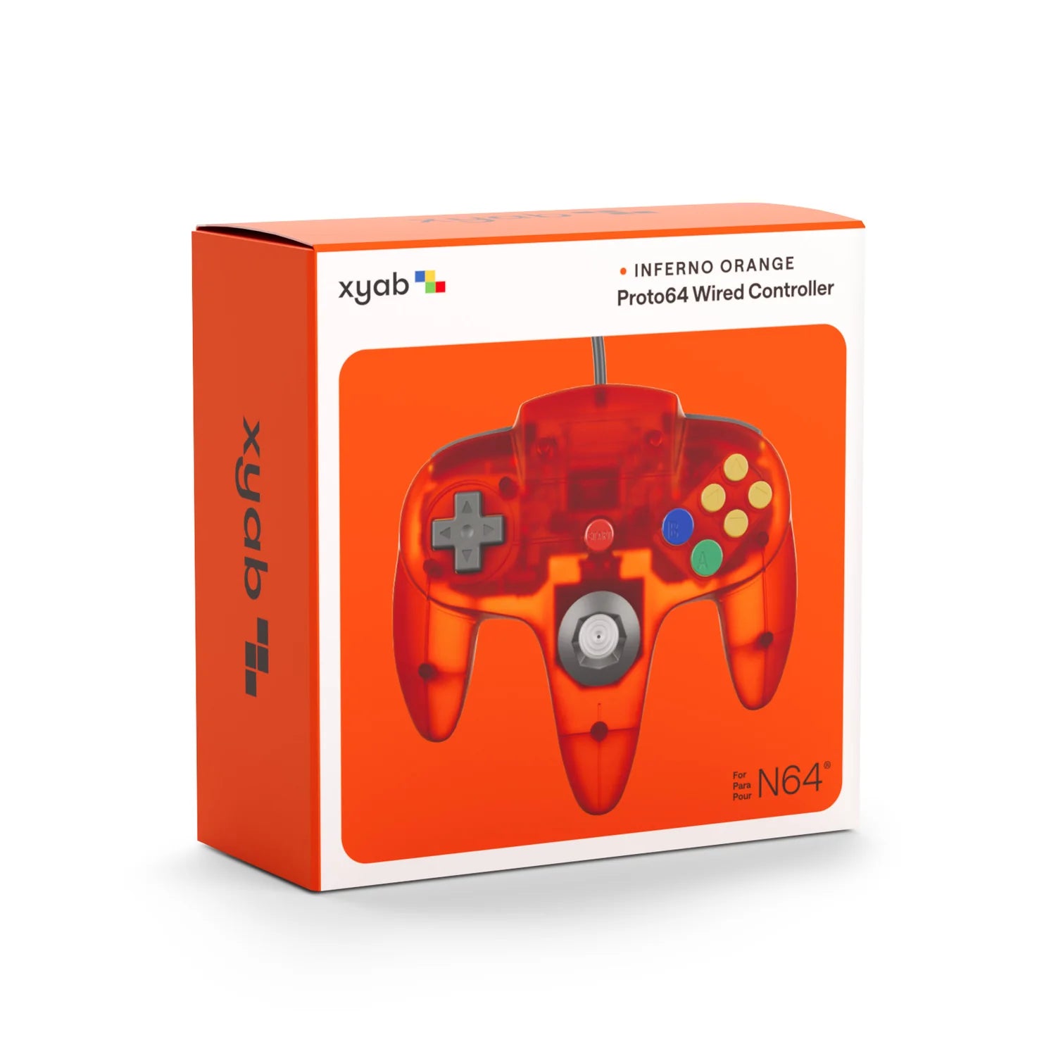 XYAB brand Inferno Orange Nintendo 64 controller wired gaming accessory