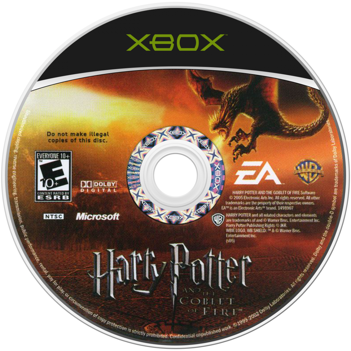 Harry Potter and the Goblet of Fire Xbox action-adventure video game based on the fourth film Triwizard Tournament Harry Ron Hermione cooperative gameplay dragon challenge Black Lake maze graveyard Voldemort duel spell casting character switching puzzle solving EA Games movie license multiplayer support disc