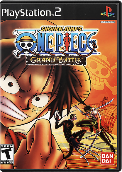 One Piece: Grand Battle – PlayStation 2 (PS2) video game cover image, 3D fighting action game.