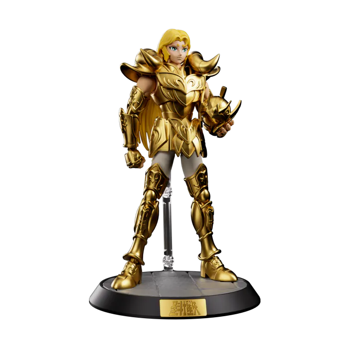Blokees Saint Seiya Aries Mu Champion Class model kit buildable gold saint figure anime collectible snap fit detailed display piece zodiac warrior character toy for fans 