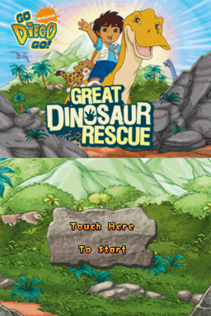 Go Diego Go! Great Dinosaur Rescue title screen for Nintendo DS (DS) video game