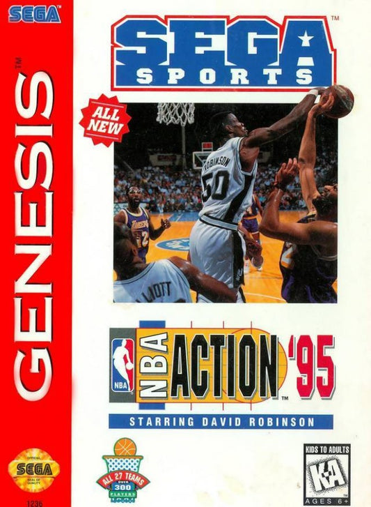 NBA Action 95 starring David Robinson cover art for Sega Genesis (GEN) video game