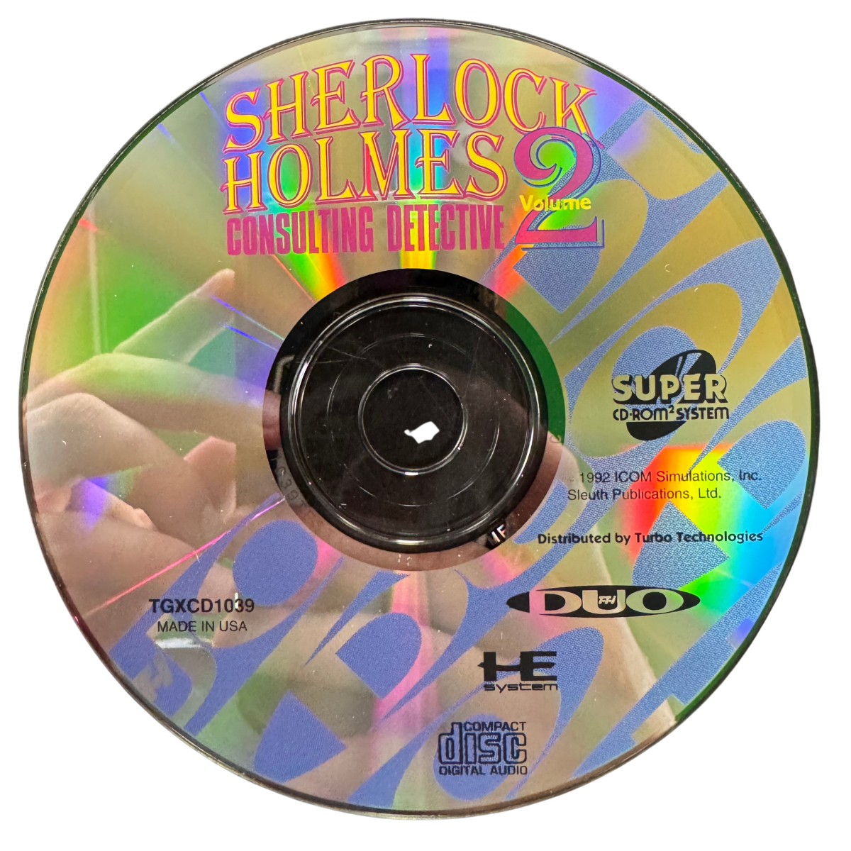 Sherlock Holmes Consulting Detective Volume II TurboGrafx-16 CD TGCD video game Complete In Box CIB featuring mystery adventure gameplay Sherlock Holmes detective investigations clue gathering evidence analysis case solving interactive storytelling and classic 16 bit TurboGrafx-16 CD gameplay retro video game collection collectible gaming appeal disc