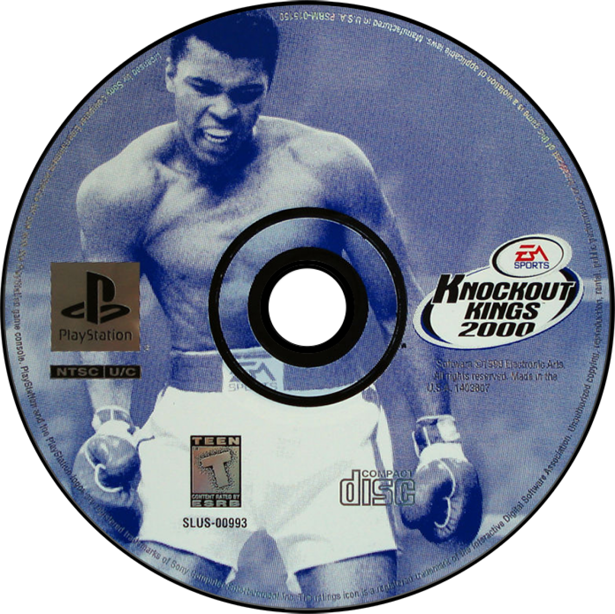 Knockout Kings 2000 disc cover art for PlayStation 1 (PS1) boxnig video game. 