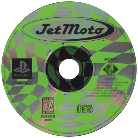 Jet Moto disc for PlayStation 1 (PS1) retro video game 