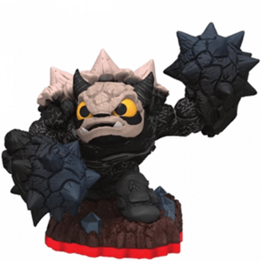 Fist Bump Skylanders Trap Team figure, earth element rock golem with oversized stone fists and rugged body, posed in powerful punching stance, detailed collectible toy on portal base from Skylanders Trap Team series