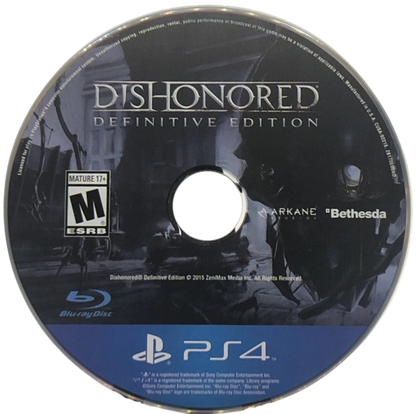 Dishonored [Definitive Edition] – PlayStation 4 (PS4) video game disc, stealth action-adventure by Arkane Studios