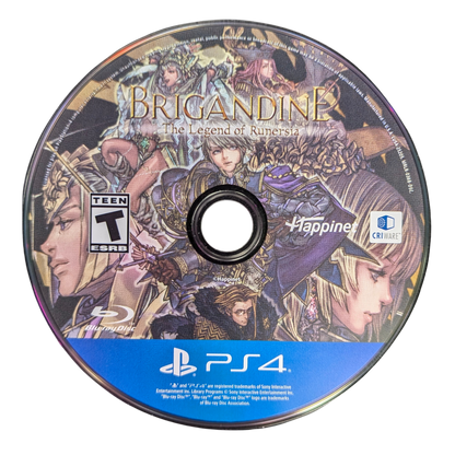 Brigandine: The Legend of Runersia [Limited Run #368] for PlayStation 4 (PS4) at Gamers INC, featuring a grand strategy RPG where you command armies of knights and mythical creatures across the continent of Runersia, conquer rival nations, and shape the fate of six warring factions in deep turn-based battles with expansive replayability disc
