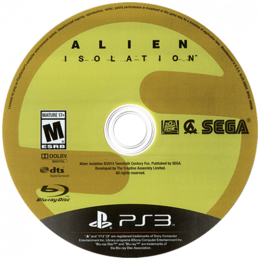 Alien: Isolation disc for PlayStation 3 (PS3) video game