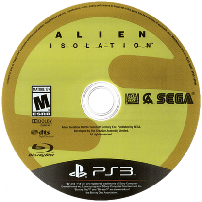 Alien: Isolation disc for PlayStation 3 (PS3) video game
