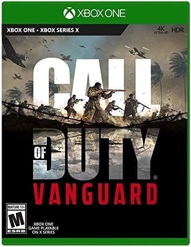 Call of Duty Vanguard game for the Xbox One featuring first person shooter gameplay set in World War II with cinematic campaign missions multiplayer modes and cooperative Zombies experience across global battlefronts front cover 