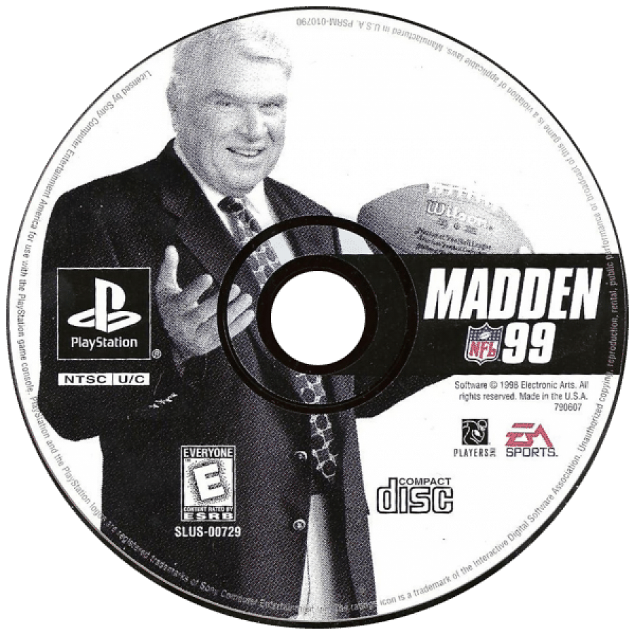 Madden NFL 99 disc for PlayStation 1 (PS1) retro football video game