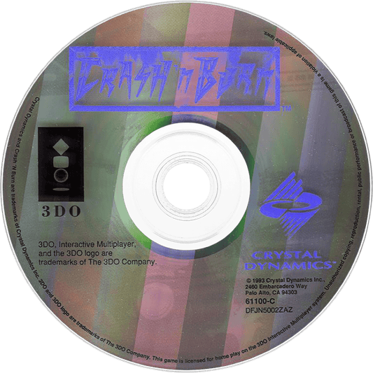 Crash ’n Burn disc for Panasonic 3DO (3DO) futuristic vehicular combat racing video game