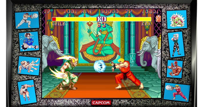 Street Fighter 30th Anniversary Collection PEGI rated PlayStation 4 fighting game compilation twelve classic arcade titles Street Fighter I Street Fighter II series Street Fighter Alpha series Street Fighter III series arcade perfect ports online multiplayer training museum mode Capcom fighting legacy collection gameplay screenshot