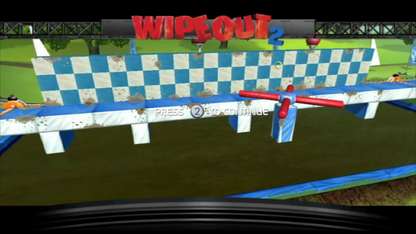 Wipeout 2 Nintendo Wii video game, obstacle course party action, physical challenge gameplay, motion-controlled console title gameplay screenshot