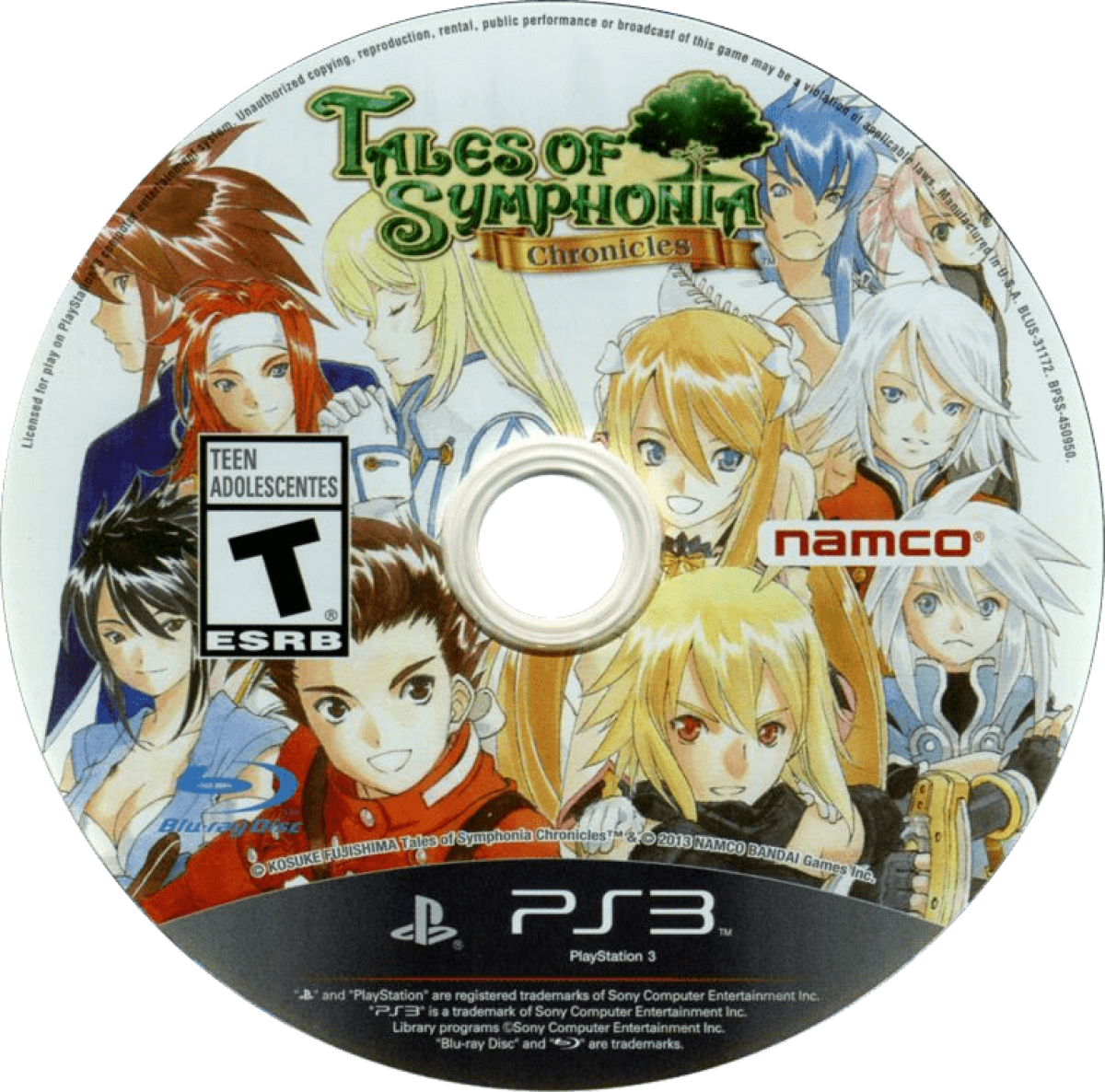Tales of Symphonia Chronicles PS3 Sony PlayStation 3 JRPG role playing game anime style fantasy adventure Bandai Namco Tales series dual game collection Symphonia Dawn of the New World turn based combat party driven story PlayStation 3 software video game title disc