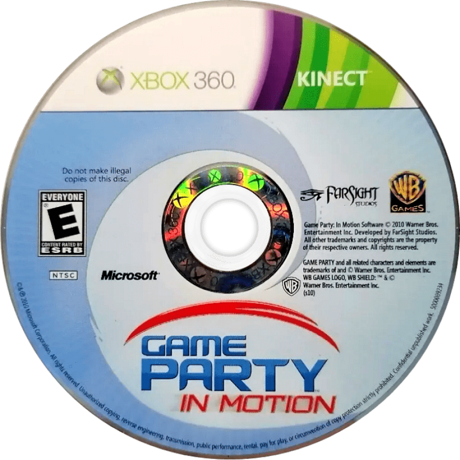 Game Party: In Motion disc for Xbox 360 (X360) motion-controlled party video game