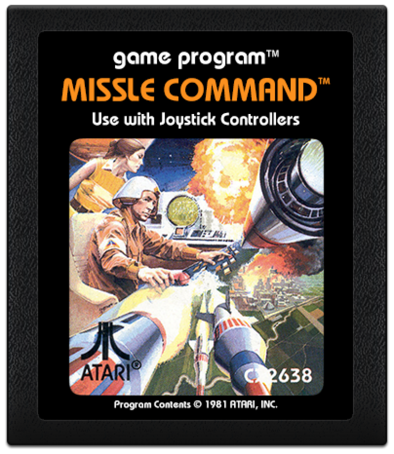 Missile Command cartridge art for Atari 2600 (2600) video game