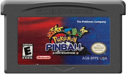 Pokémon Pinball Ruby and Sapphire for Game Boy Advance pinball arcade game featuring Pokémon catching mechanics Ruby and Sapphire themed tables rumble gameplay collectible Pokémon gameplay cartridge