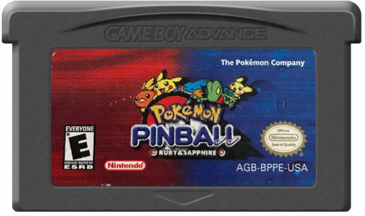 Pokémon Pinball Ruby and Sapphire for Game Boy Advance pinball arcade game featuring Pokémon catching mechanics Ruby and Sapphire themed tables rumble gameplay collectible Pokémon gameplay cartridge