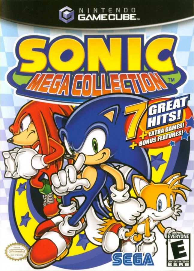 Sonic Mega Collection GameCube GC video game, classic Sonic the Hedgehog compilation, retro platformer collection, Nintendo GameCube title cover art