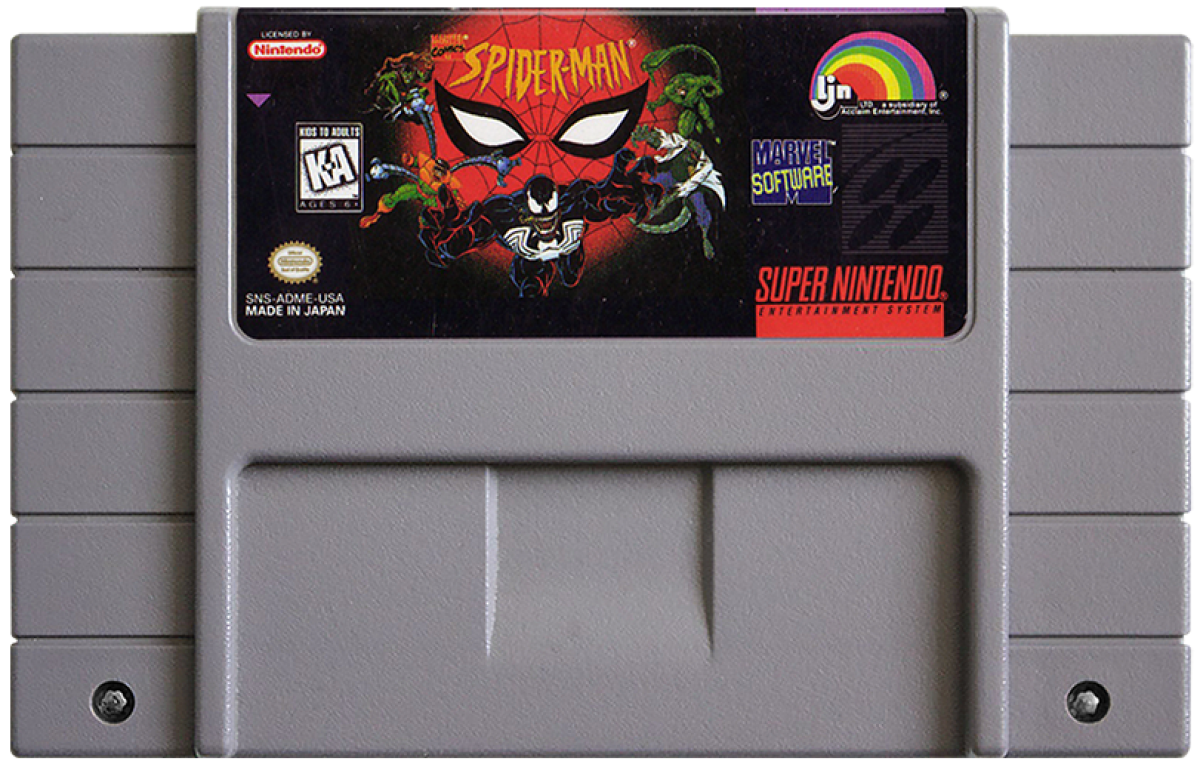 Spider-Man cartridge for Super Nintendo Entertainment System (SNES) retro video game