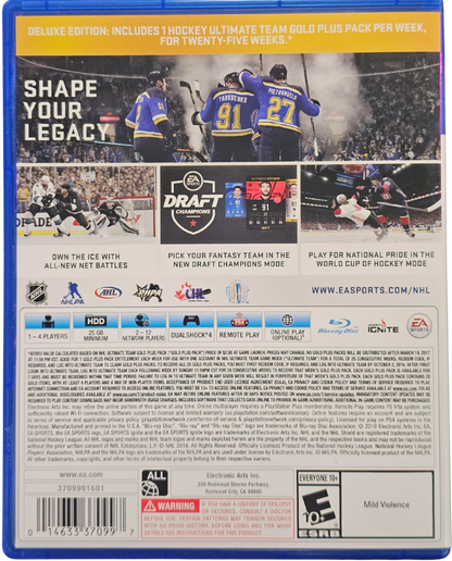 NHL 17 Deluxe Edition PlayStation 4 PS4 for retro video game enthusiasts featuring realistic hockey sports gameplay authentic NHL teams and players franchise mode career progression systems fast paced ice rink action simulation mechanics and competitive sports gaming experience and collectible gaming appeal back cover art