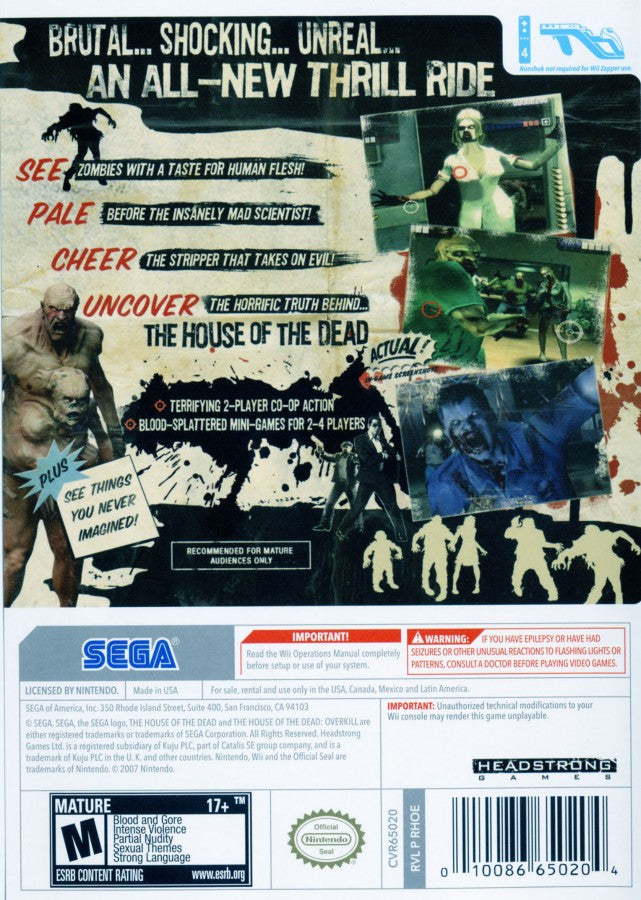 House of the Dead: Overkill back cover art for Nintendo Wii (Wii) video game