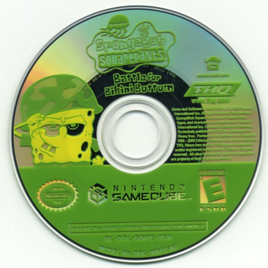 SpongeBob SquarePants: Battle for Bikini Bottom disc for Nintendo GameCube (GC) platforming adventure video game