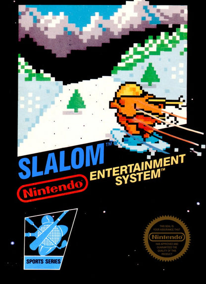 RC Pro-AM – Nintendo Entertainment System (NES)Slalom Nintendo Entertainment System NES for retro video game enthusiasts featuring alpine skiing gameplay downhill racing challenges slalom course navigation fast paced winter sports action responsive controls classic arcade style competition and collectible gaming appeal cover art