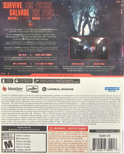 Cronos The New Dawn video game featuring third person survival horror gameplay time travel sci fi adventure hostile creatures resource management intense combat post apocalyptic environments mysterious storyline exploration and collectible gaming appeal retro video game collection collectible gaming appeal back cover art